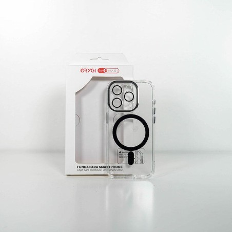 Funda ORYGI iPhone 15P MagSafe transp negra cpc