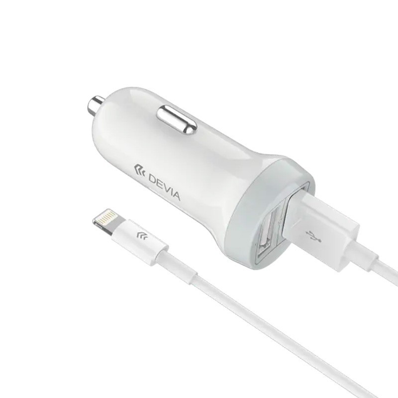 Cargador coche Devia 2 USB 3,1A con cable Lightning | ByMASI