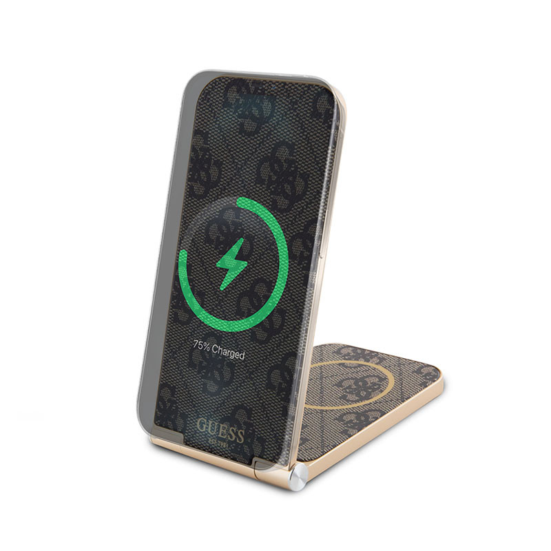 Cargador inalámbrico Guess MS 4G pleg marrón 15W
