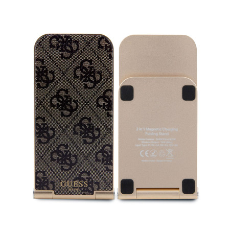 Cargador inalámbrico Guess MS 4G pleg marrón 15W