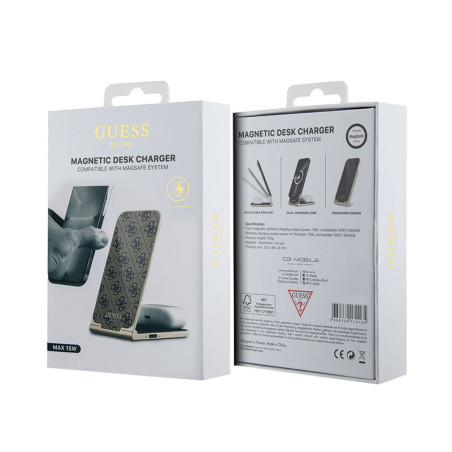 Cargador inalámbrico Guess MS 4G pleg marrón 15W