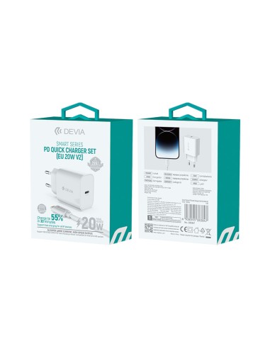 Cargador Devia Smart PD V2 Tipo (Lightning) 20W 1m