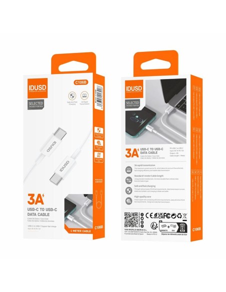 Cable IDUSD PD C106B Tipo C/Tipo C 3A 1m