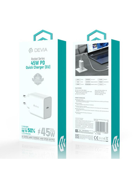 Cargador Devia Rocket PD C 45W blco