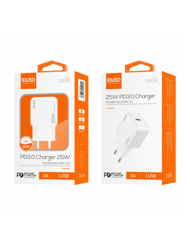 Cargador IDUSD PD 3.0 D60B Rápido C 25W