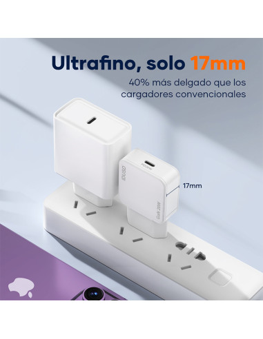 Cargador GaN IDUSD D306B 20W ultrafino con cable USB-C | ByMASI