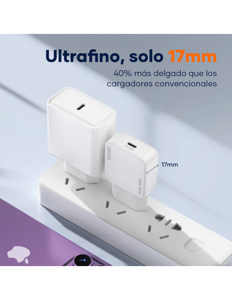 Cargador GaN IDUSD D306B 20W ultrafino con cable USB-C | ByMASI