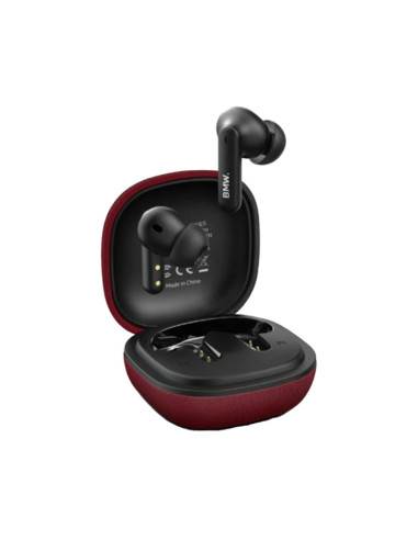 Auricular inalámbrico BMW Sign TWS ENC Leather Metal Logo rojo
