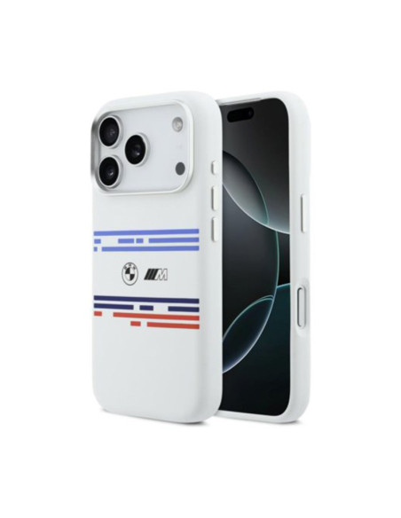 Funda BMW M iPhone 17 Pro Silicon Horizontal Line MagSafe blanca