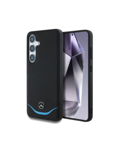 Funda Mercedes Samsung Galaxy S25 Contrasted Blue Horizontal Curve MagSafe negra
