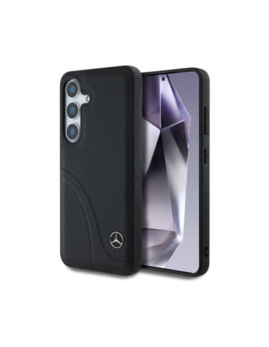 Funda Mercedes Samsung Galaxy S25 Leather Curved Stitches negra