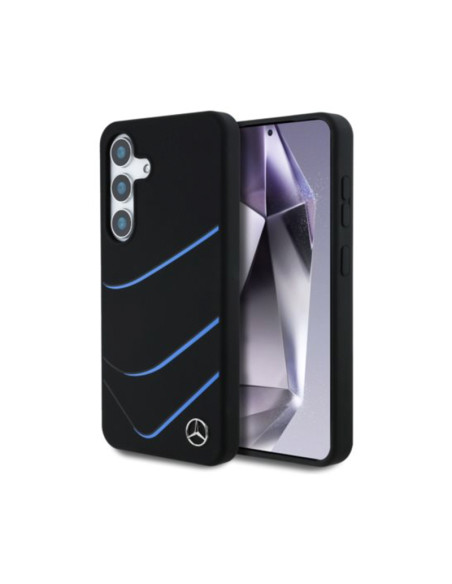 Funda Mercedes Samsung Galaxy S25 Silicone Contrasted Curves MagSafe negra