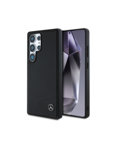 Funda Mercedes Samsung Galaxy S25 Ultra Leather Horizontal Debossed Curves MagSafe negra