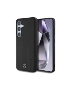 Funda Mercedes Samsung Galaxy S25+ Leather Debossed Lines MagSafe negra