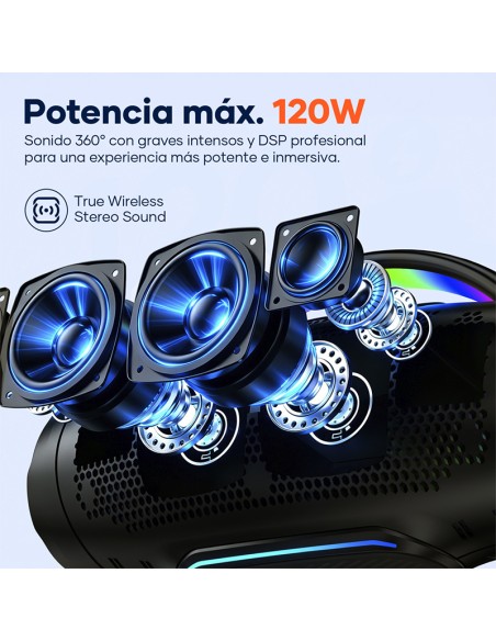 Altavoz Bluetooth Party 120W IP67 | 15h autonomía