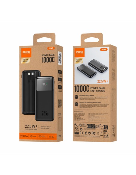 Powerbank IDUSD P14A 10.000mAh | Cables Integrados