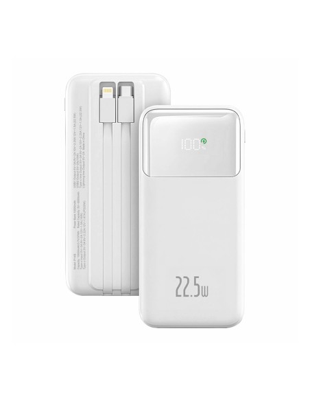 Powerbank IDUSD P14B 10.000mAh Branco | Cabos Integrados