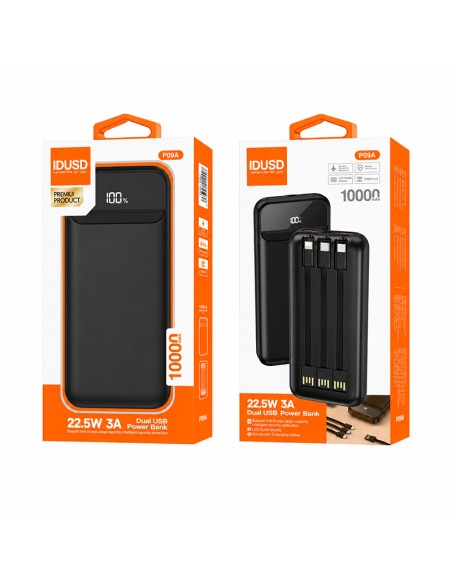 Powerbank IDUSD P09A 10.000mAh | 3 Cables Integrados