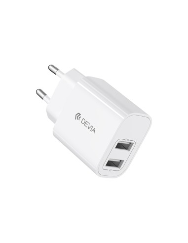 Set Cargador Devia Lite 2 2xUSB 12W + Cable USB/C blanco