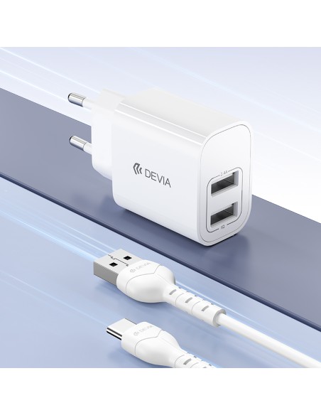 Set Cargador Devia Lite 2 USB 12W + Cable USB-C | ByMASI