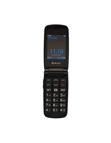 Teléfono móvil Denver BAS-24800L Flip 4G botón SOS negro