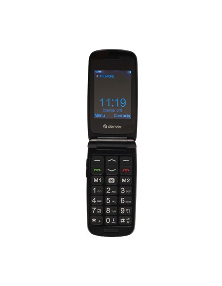 Teléfono móvil Denver BAS-24800L Flip 4G botón SOS negro