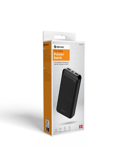 Powerbank Denver 20000mAh Preto PQC-20009 | ByMASI
