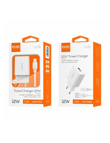 Cargador IDUSD D72B 2,4 A + cable Lightning | ByMASI