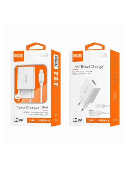 Cargador IDUSD D72B 2,4 A + cable Lightning | ByMASI
