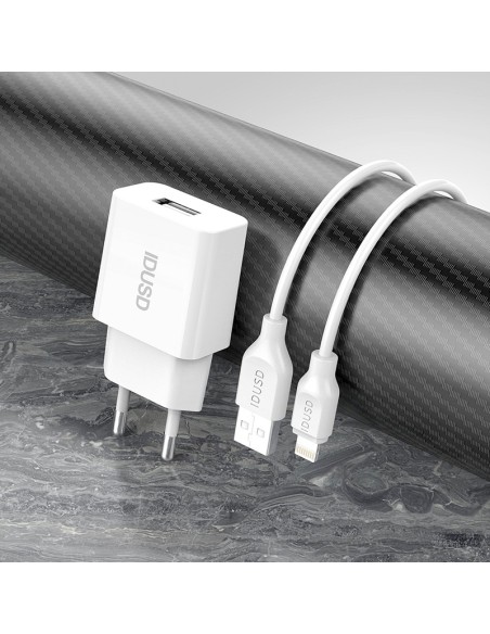 Carregador IDUSD D72B 2,4 A + cabo Lightning | ByMASI