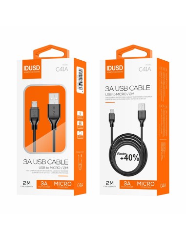Cabo IDUSD C41A Micro USB para USB 2,4A 2 m Preto | ByMASI
