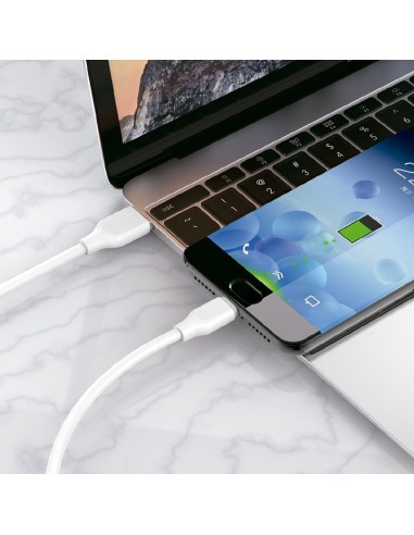 Cable IDUSD C21B Micro USB a USB 3A 1,2 m Blanco | ByMASI