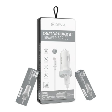 Idrawer Carregador veicular LIGHTNING 1m (2USB 5V 3.1A)