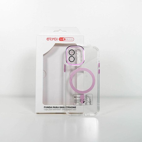 Funda Orygi iPhone 12 MS transp rosa cpc