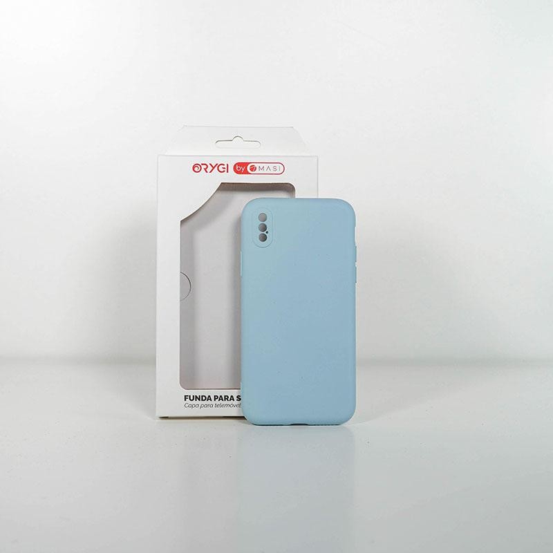 Funda Orygi iPhone X silicona azul cpc